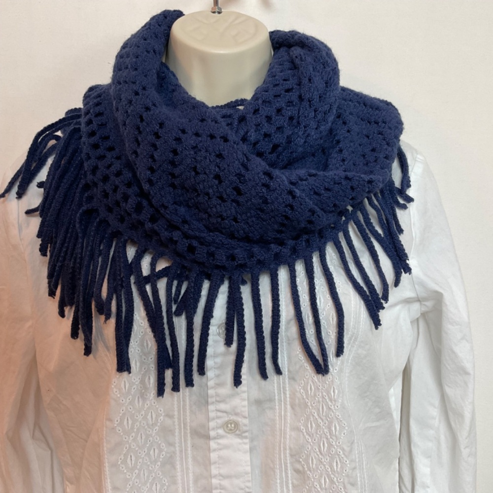 MIXIT blue shaw/scarf fringed *Coupon Eligibile* One Size - Picture 2 of 10